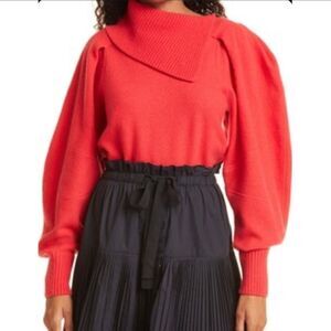 ULLA JOHNSON Red Riley Cowl Neck Pullover 
Sweater Size Small